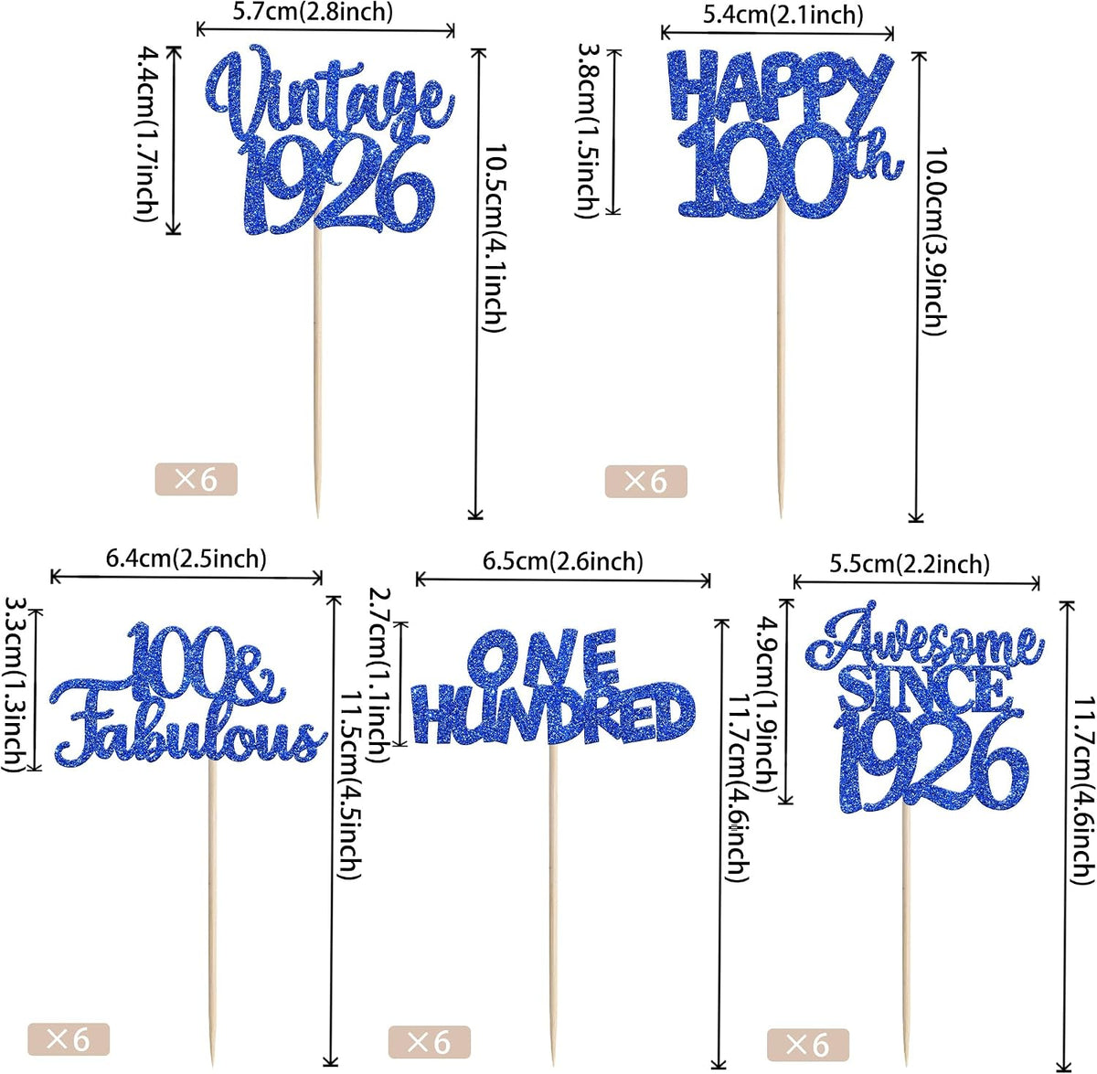Rose gold glitter vintage 1946 cupcake toppers for an 80th birthday - view 11