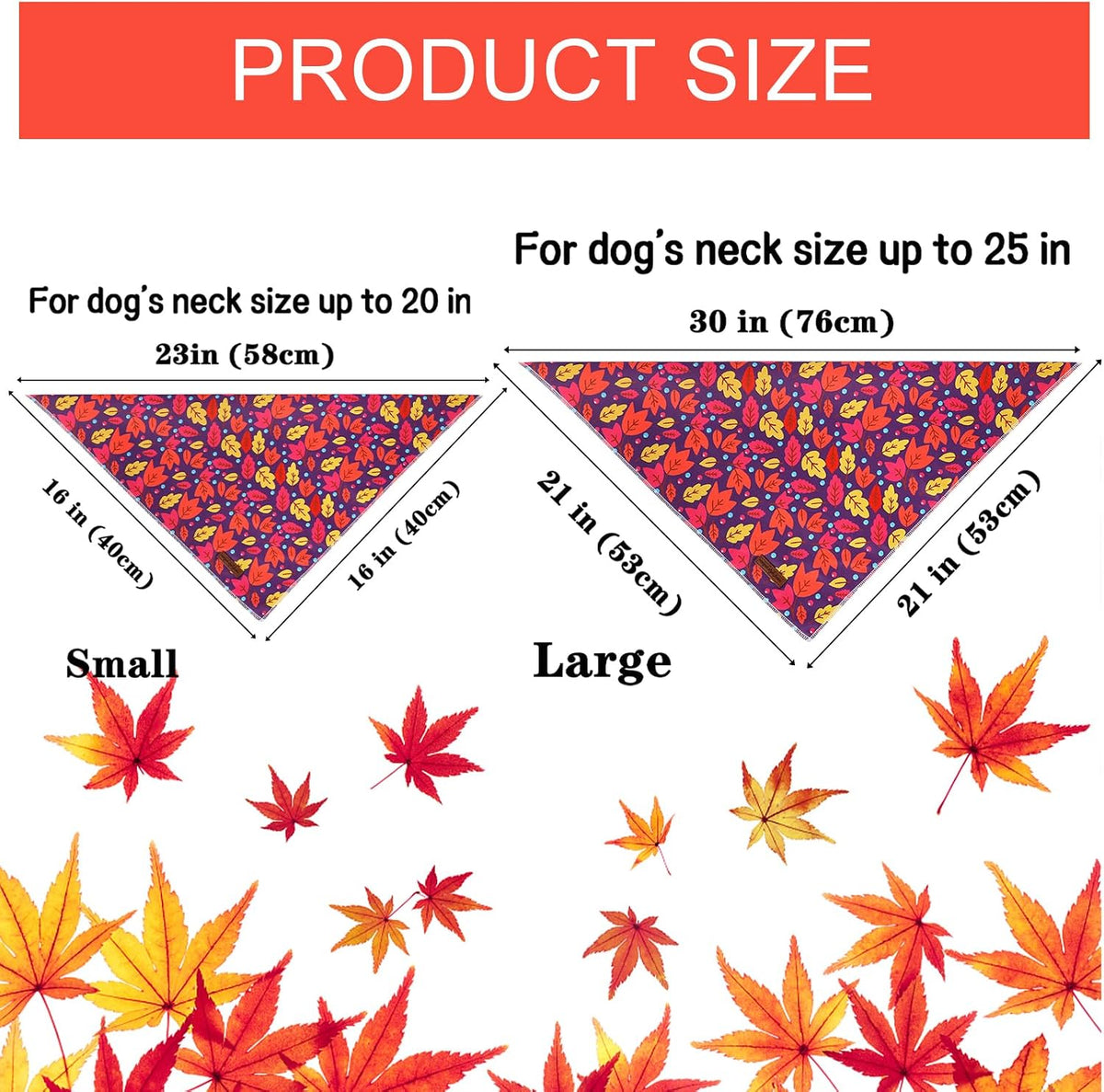 Dog Bandanas 1PC Washable Cotton Triangle Dog Scarfs for Small Medium - Small / Colorful Maple - image 3