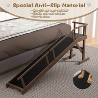 61" Dog Ramp for Bed, Pet Ramp with Removable Side Rail and Non-Slip Surface, Pet Ramp for Small & Large & Senior Dogs with Rest Platform and DIY Glow Strips,Dog Stairs for Couch, Brown