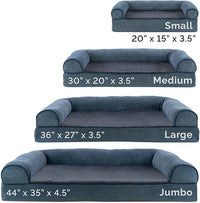 Furhaven Orthopedic Dog Bed for Medium/Small Dogs w/ Removable Bolsters & Washable Cover, For Dogs Up to 35 lbs - Sherpa & Chenille Sofa - Orion Blue, Medium