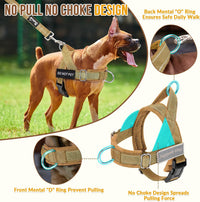 SlowTon No Pull Dog Harness and Leash Set, Heavy Duty - Tan / Medium - image 2