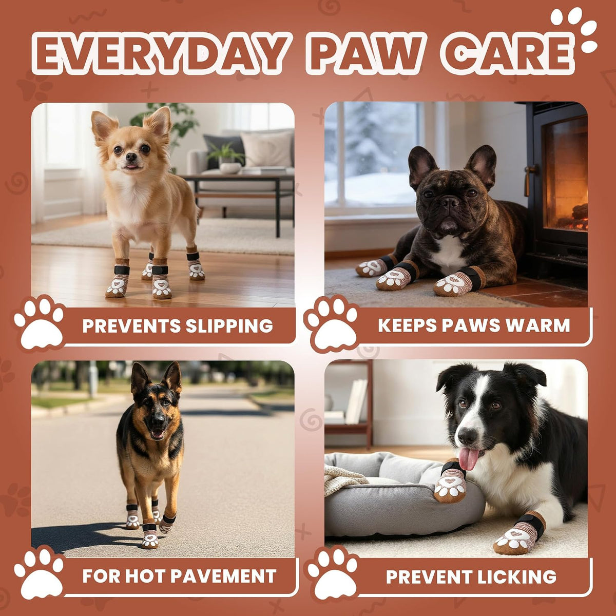 Anti Slip Dog Socks, Dog Socks to Prevent Paw Licking - Brown / XL - image 2