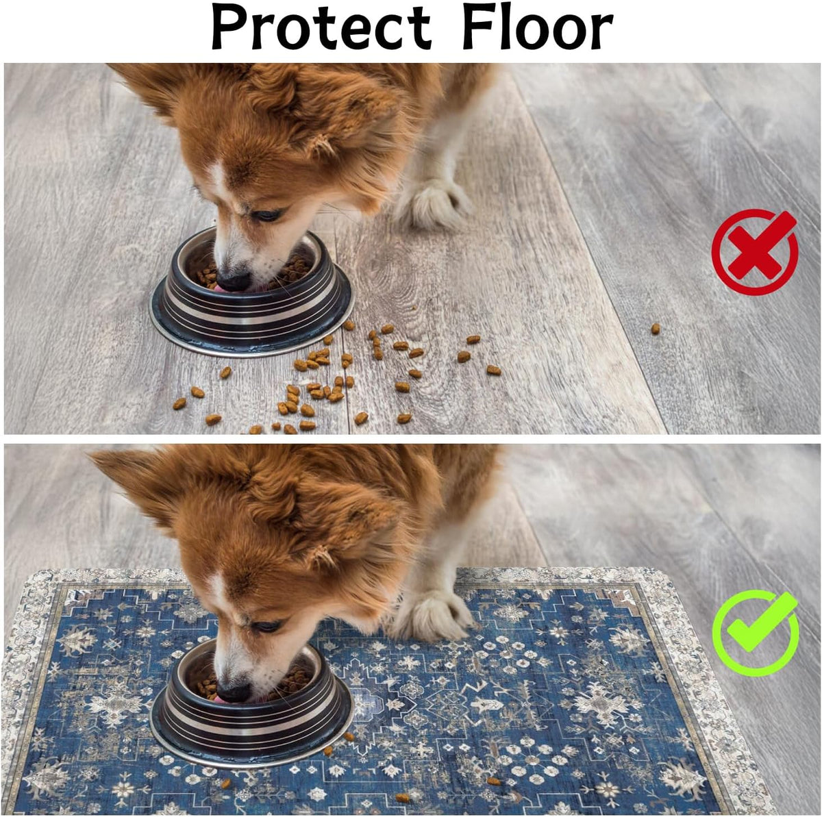Pet Food Mats for Floor, Absorbent Dog Mat for Food and Water Dispenser Mat, Dog Food Mat Quick Dry - Navy / 32"L x 24"W - image 3