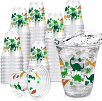 50 Pcs 12 oz Dinosaur Cups Dinosaur Birthday Decorations – Fun for Kids & Family - Green / Dinosaur