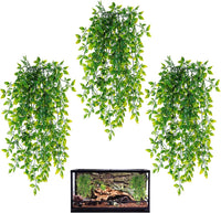 HERCOCCI Reptile Plants, 2 Pack Terrarium Hanging Plants Vines Artificial Leaves Habitat - 3 Pack