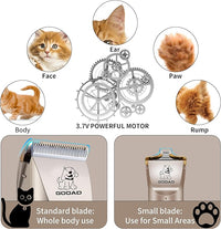 Cat Clippers for Matted Hair, Cat Grooming Kit, Cordless Cat Shaver for Long Hair, Low Noise Paw Trimmer, Cat Hair Trimmer for Grooming,Quiet Pet Hair Clippers Tools for Cats Dogs (Gold)