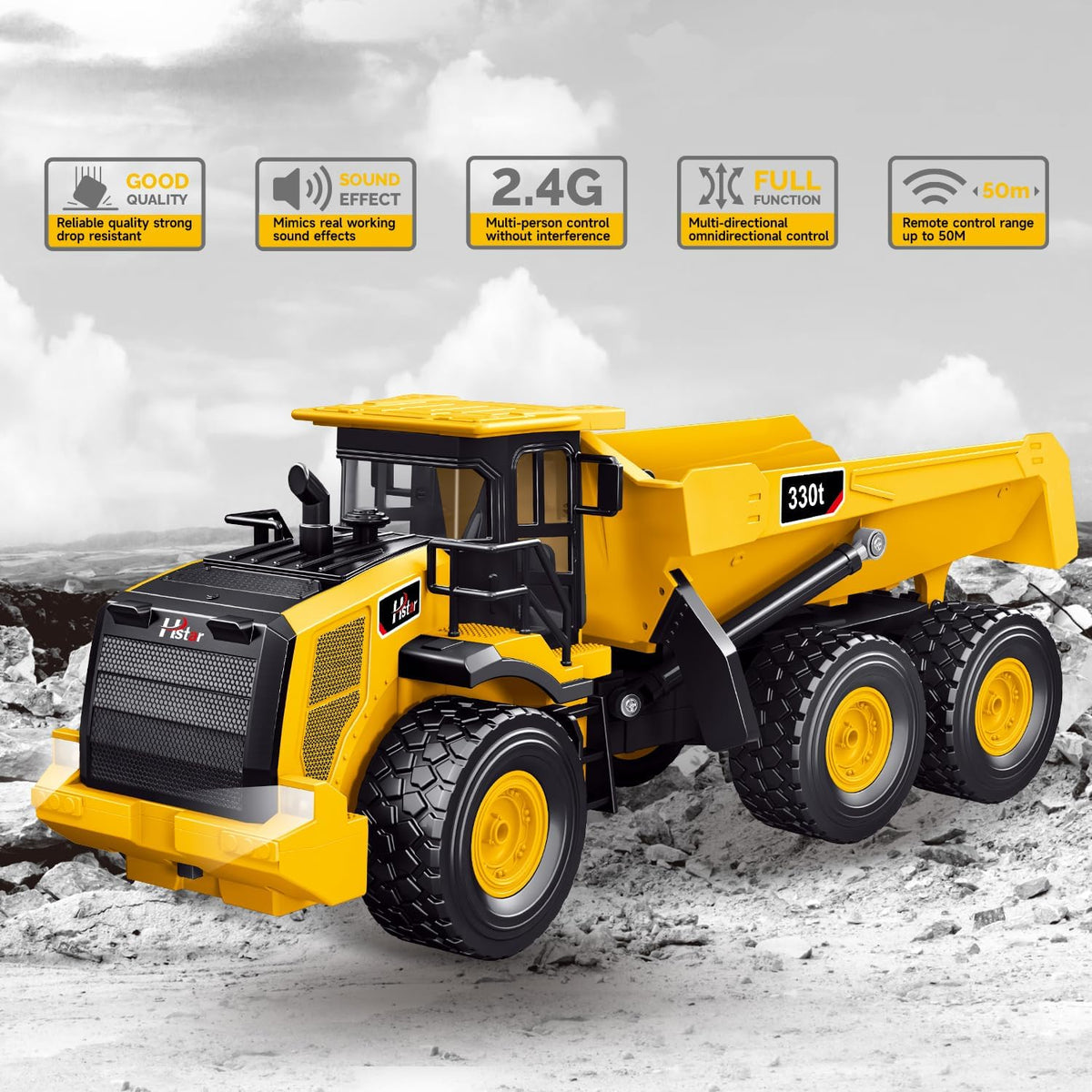 Leopmase 11 channel remote control forklift toy lifting a box with its fork raised - view 4