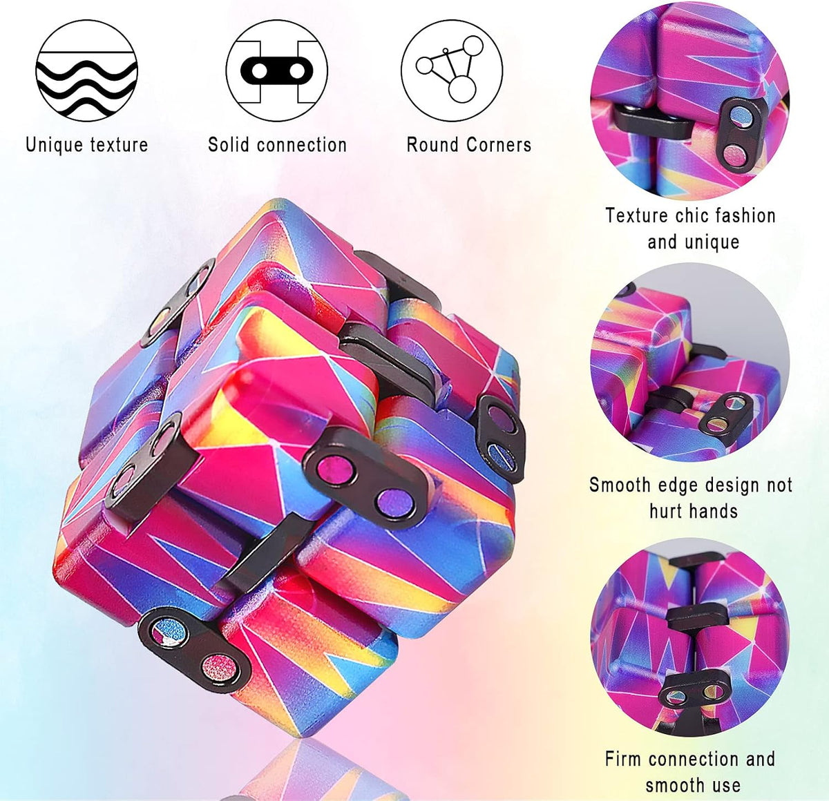 4 Packs Infinity Cube Toy Game for Kids and Adults - Black - image 3