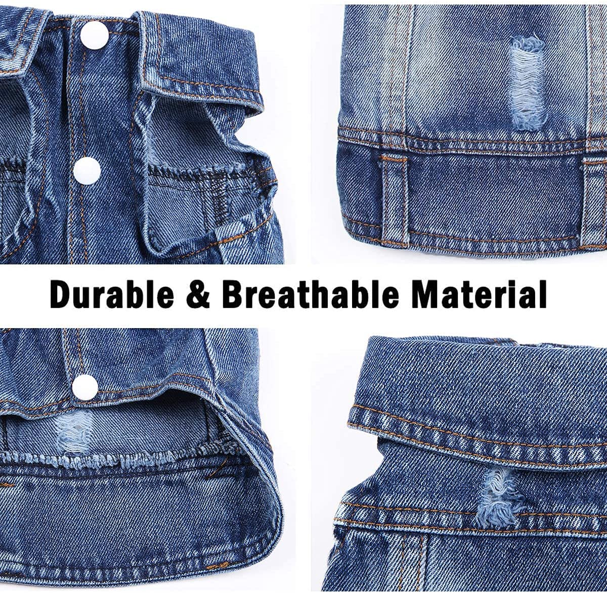 Pet Dog Cat Blue Denim Jeans Jacket Coat Vest - BIG FRENCHIES