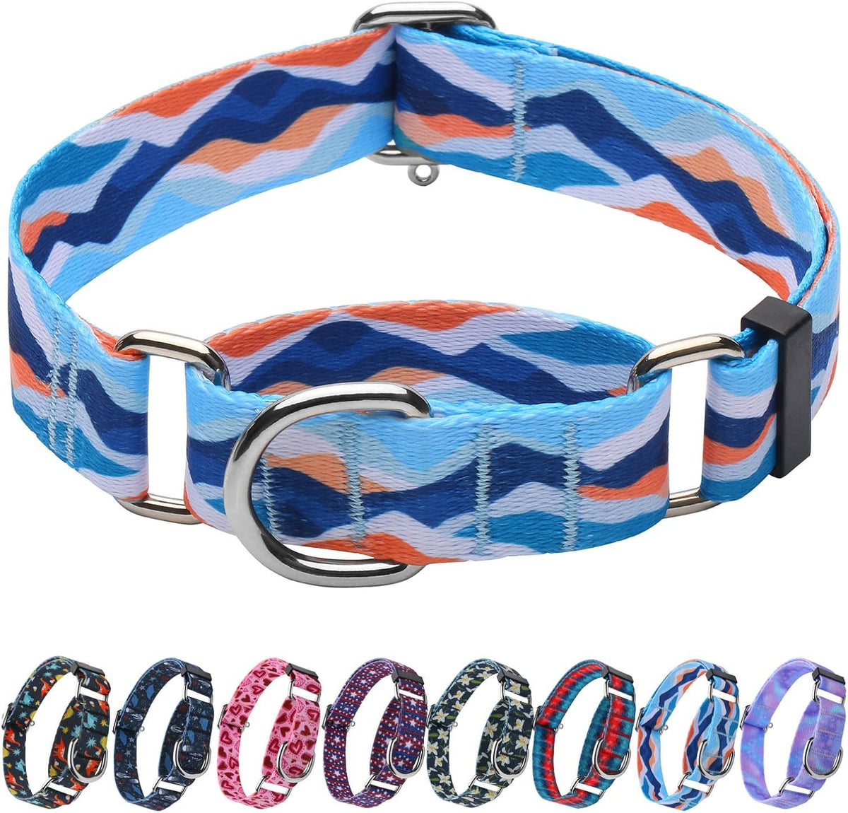 Hikiko Martingale Dog Collar Without Buckle - Blue Mountain / Large