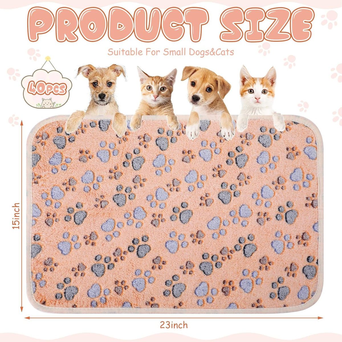 Chumia 40 Pcs Dog Blankets, Pink, Purple - Paw / Brown / 40 - image 2