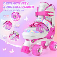 NEMONE Mermaid Adjustable Light up Roller Skates for Girls Boys – Fun for Kids & Family - G- Candy Butterfly / Medium - Big Kid - image 4