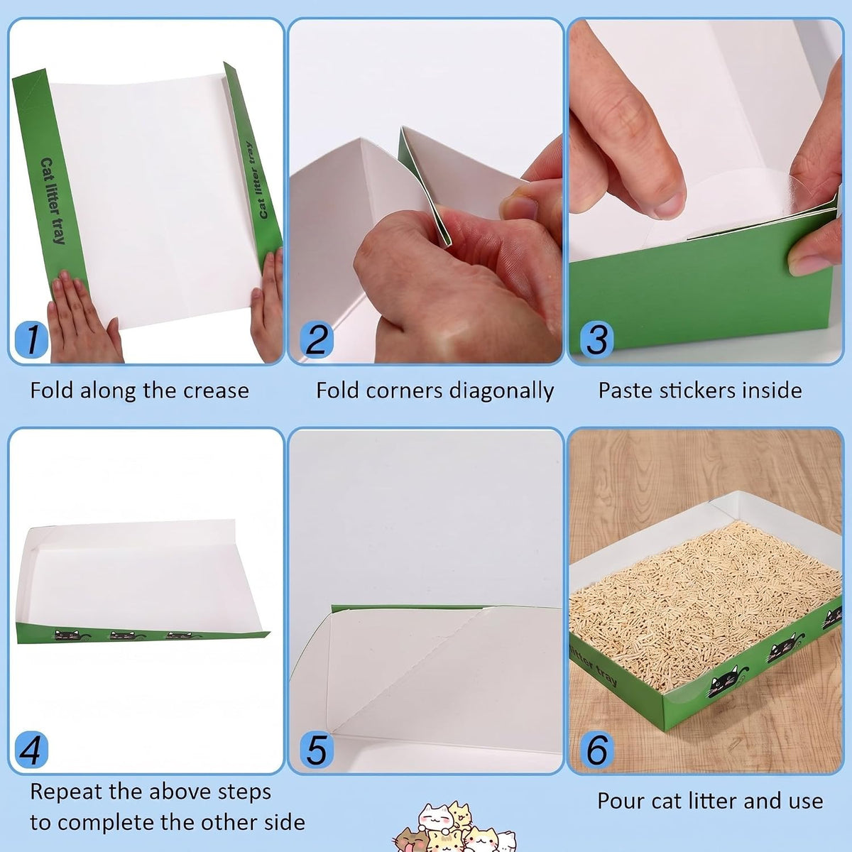 Amyhill 30 Pack Disposable Cat Litter Box Paper Pet Trays - Green - image 4