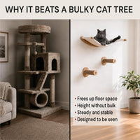 Large Cat Wall Hammock with 2 Climbing Steps – 21" Wall-Mounted Bed for Big Cats