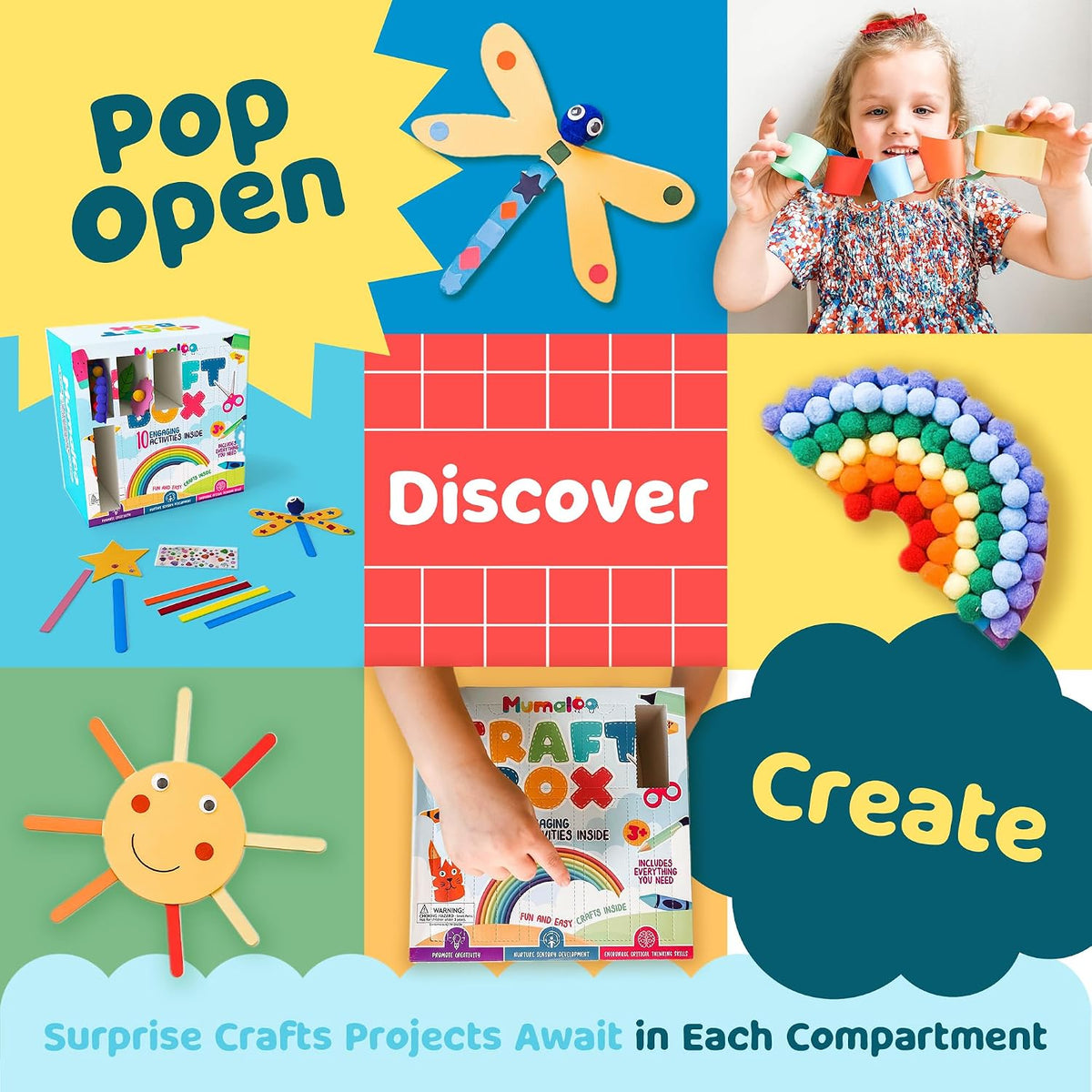 Mumaloo Arts and Crafts Kit for Kids, 10 Projects Ages 4, 8 - Original - image 3
