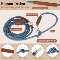 Hands Free Multifunctional Dog Leash for 1 or 2 Dogs - Tapestry Blue - image 2