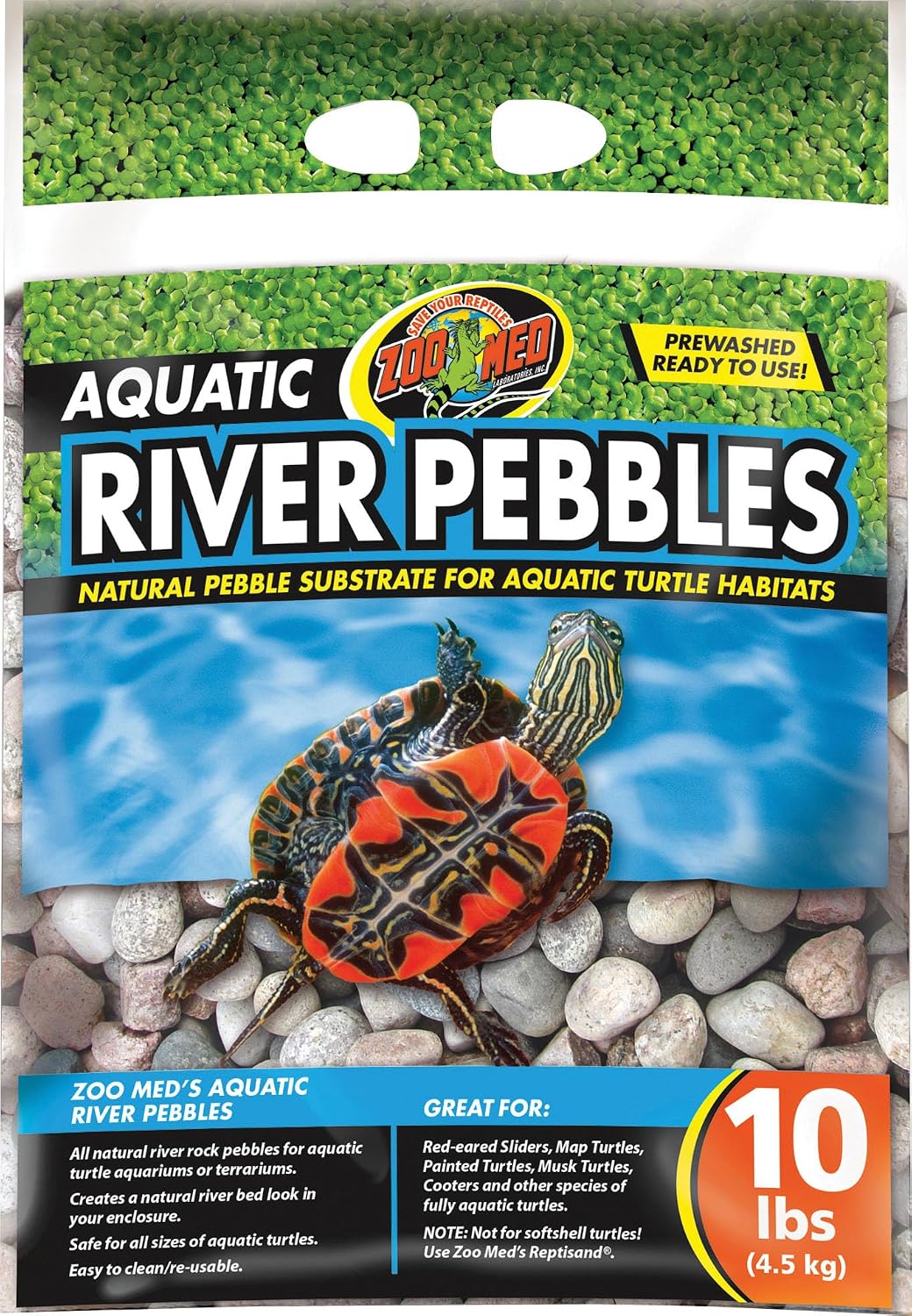 Zoo Med Aquatic River Pebbles for Turtle – Daily Care for Reptiles And Amphibians - 10 Pound (Pack of 1)