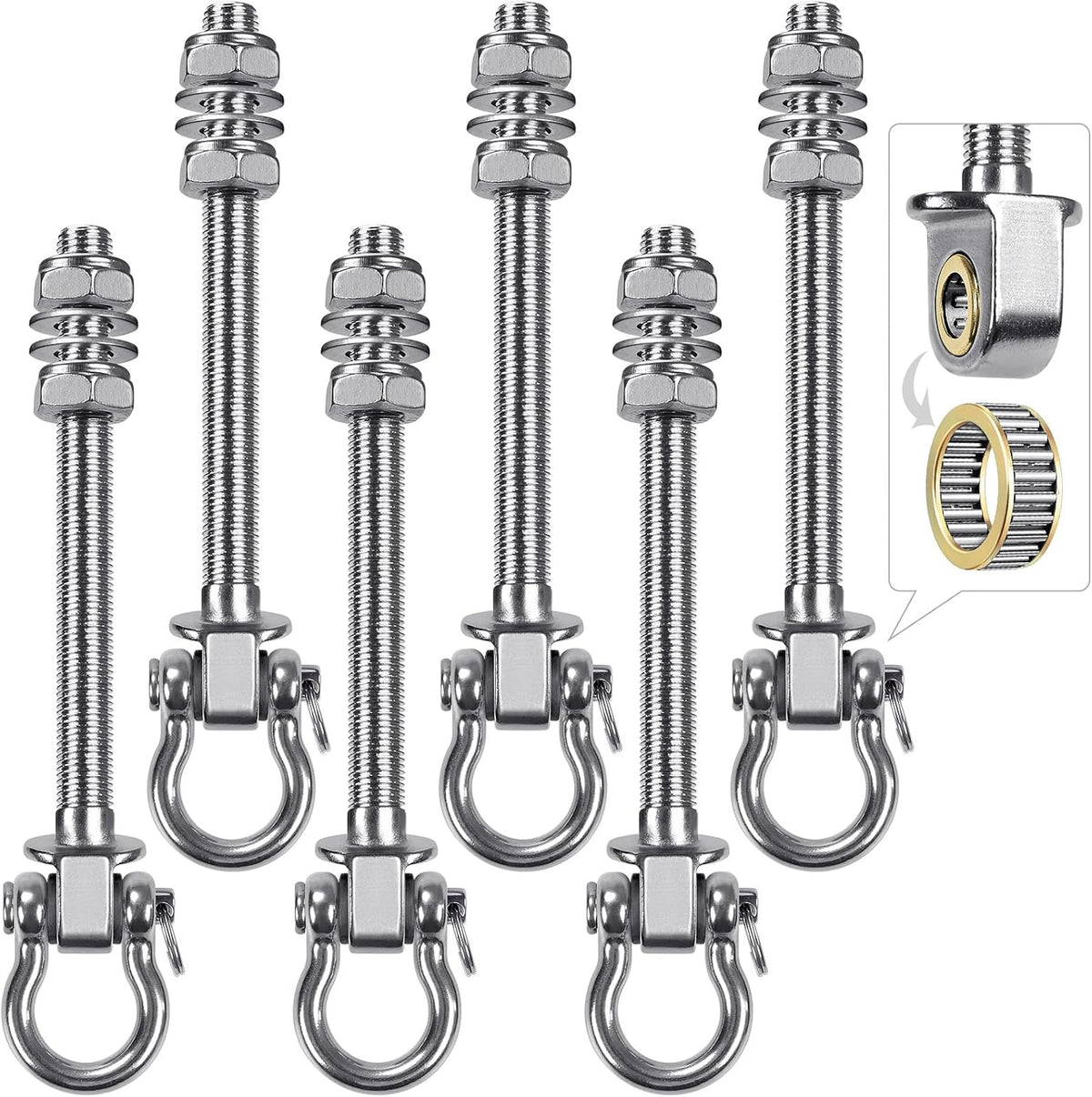 SELEWARE stainless steel swing hangers 2 pack, heavy duty eye hooks for wood beams - view 2