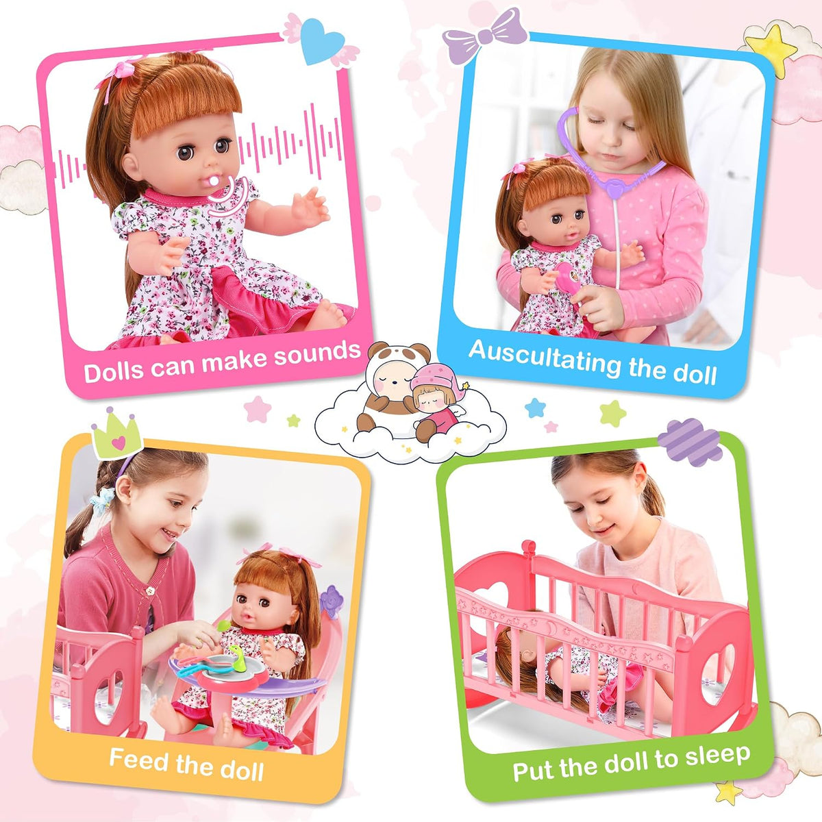 Baby Doll Toys Set, 24PCS Dolls Care Toy Playset for Girls 3-8 Pretend Play – Fun for Kids & Family - 24 Pcs - image 3