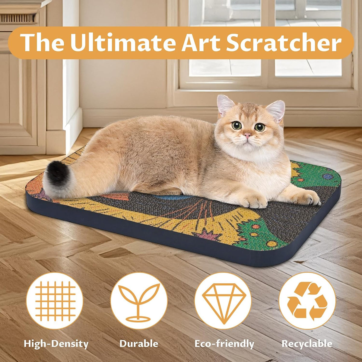 Cat Wall Scratcher, Art Cat Scratching Board for Indoor Cats – Essentials for Cats - MagicCat-2 - image 4