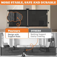 2-in-1 Retractable Baby Gates, 41" Tall Mesh Dog Gate with Cat Door 1-Pack, One Side Up to 71" Wide, Total 142" Wide, Long Retractable Pet Gate for Stairs Landing Indoor Outdoor-Black