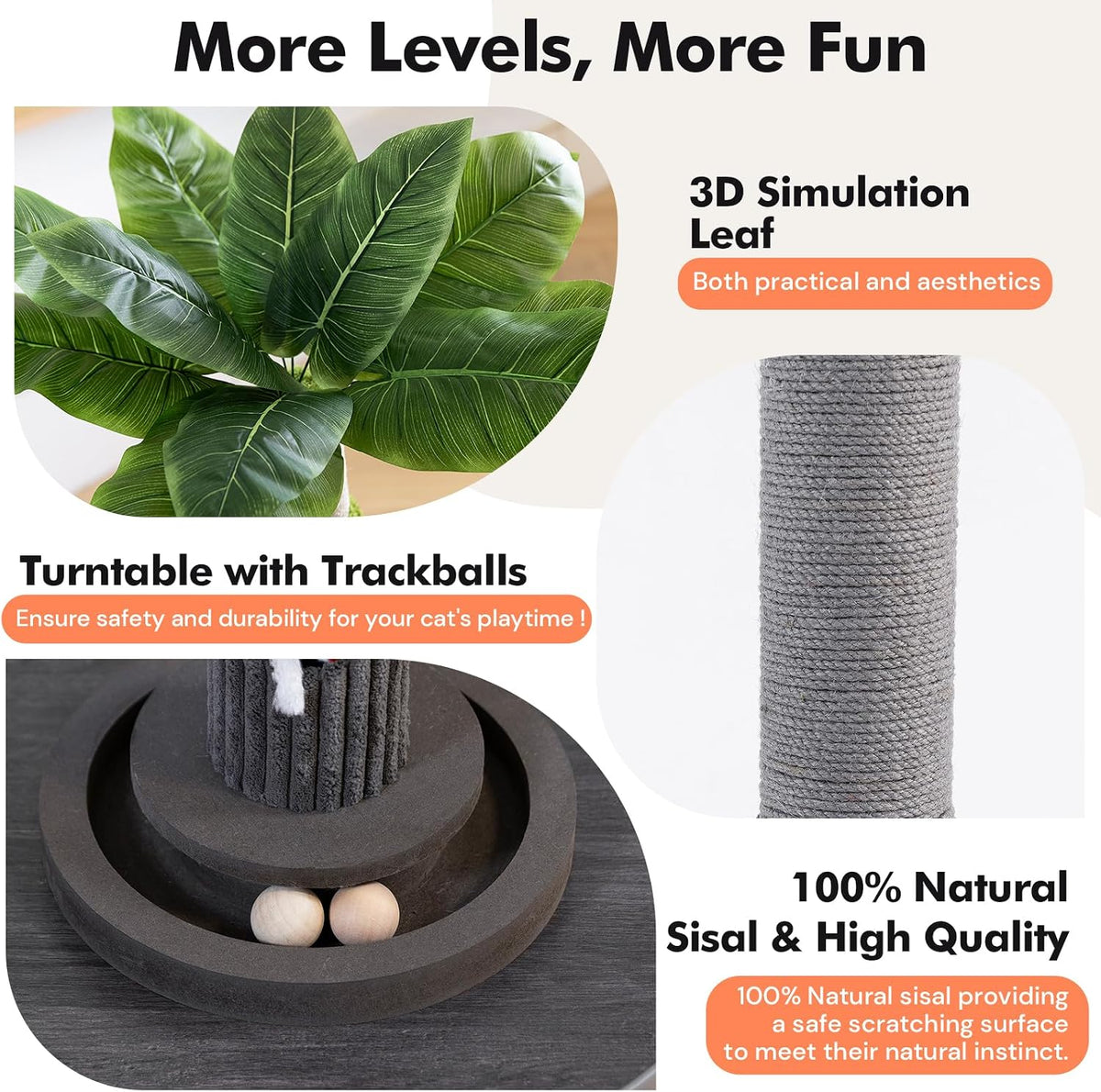 Tall Cat Scratching Post, Cat Toys - Grey - image 4