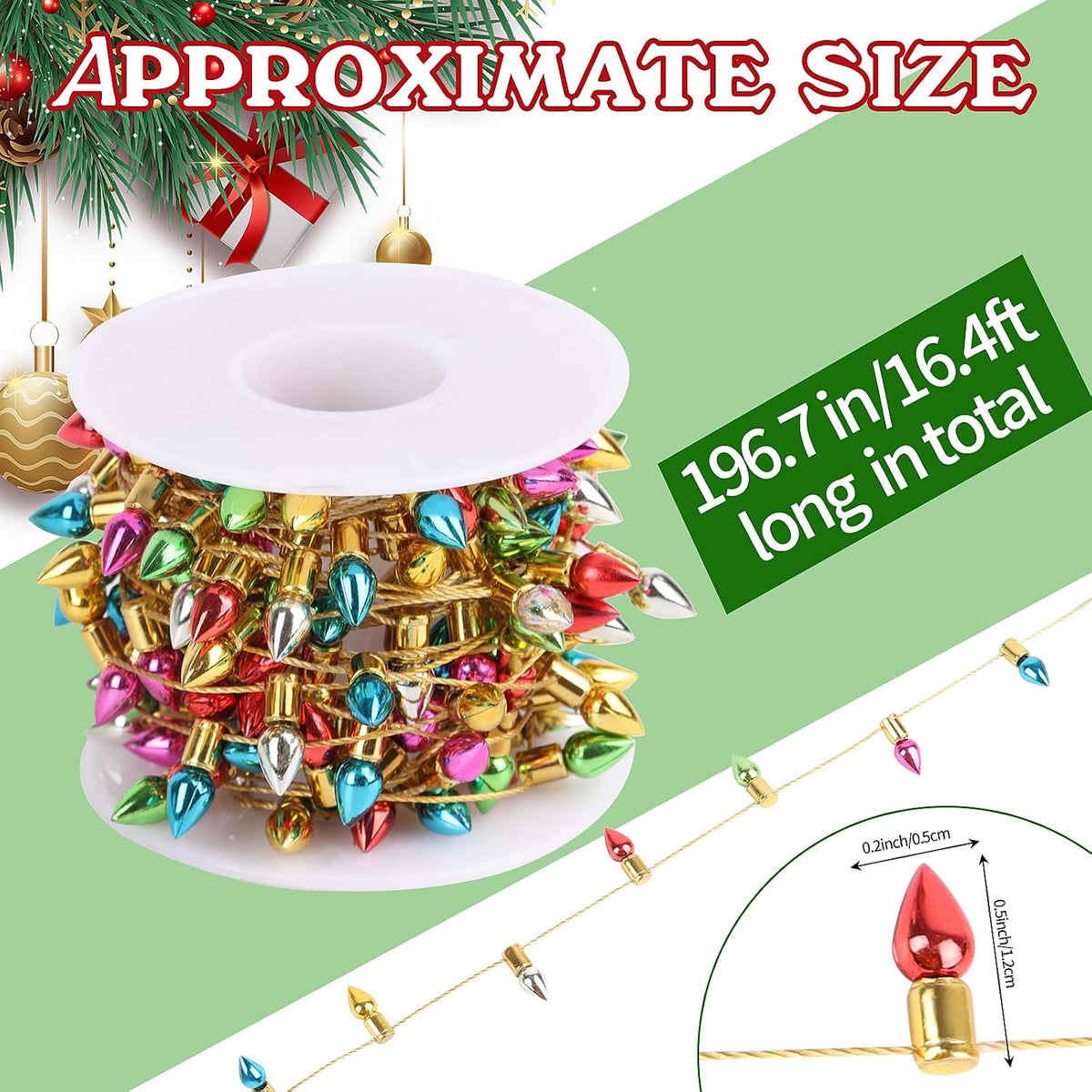 FOIMAS mini dollhouse fake Christmas string lights with colorful plastic bulbs - view 4