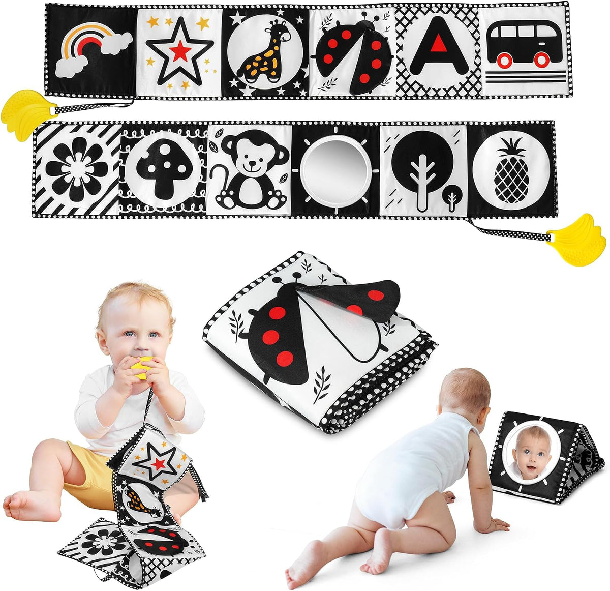 Melican Black and White High Contrast Baby Toys 0-6-12 Months