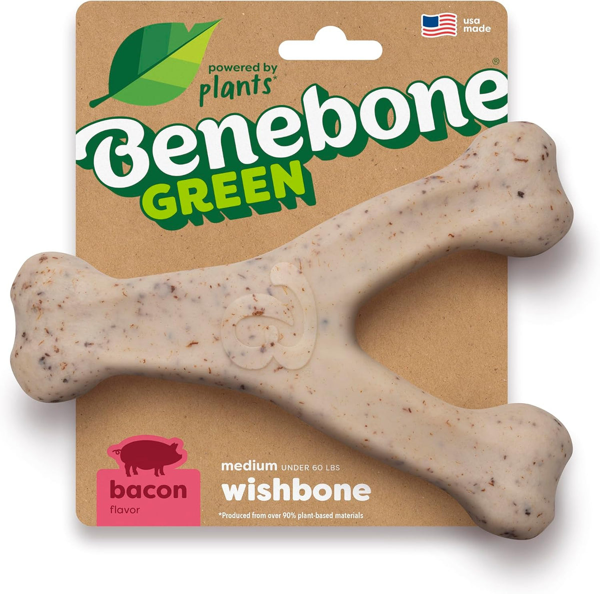Benebone Plant-Based Fishbone Toy for Modest Chewers - Wishbone / Medium