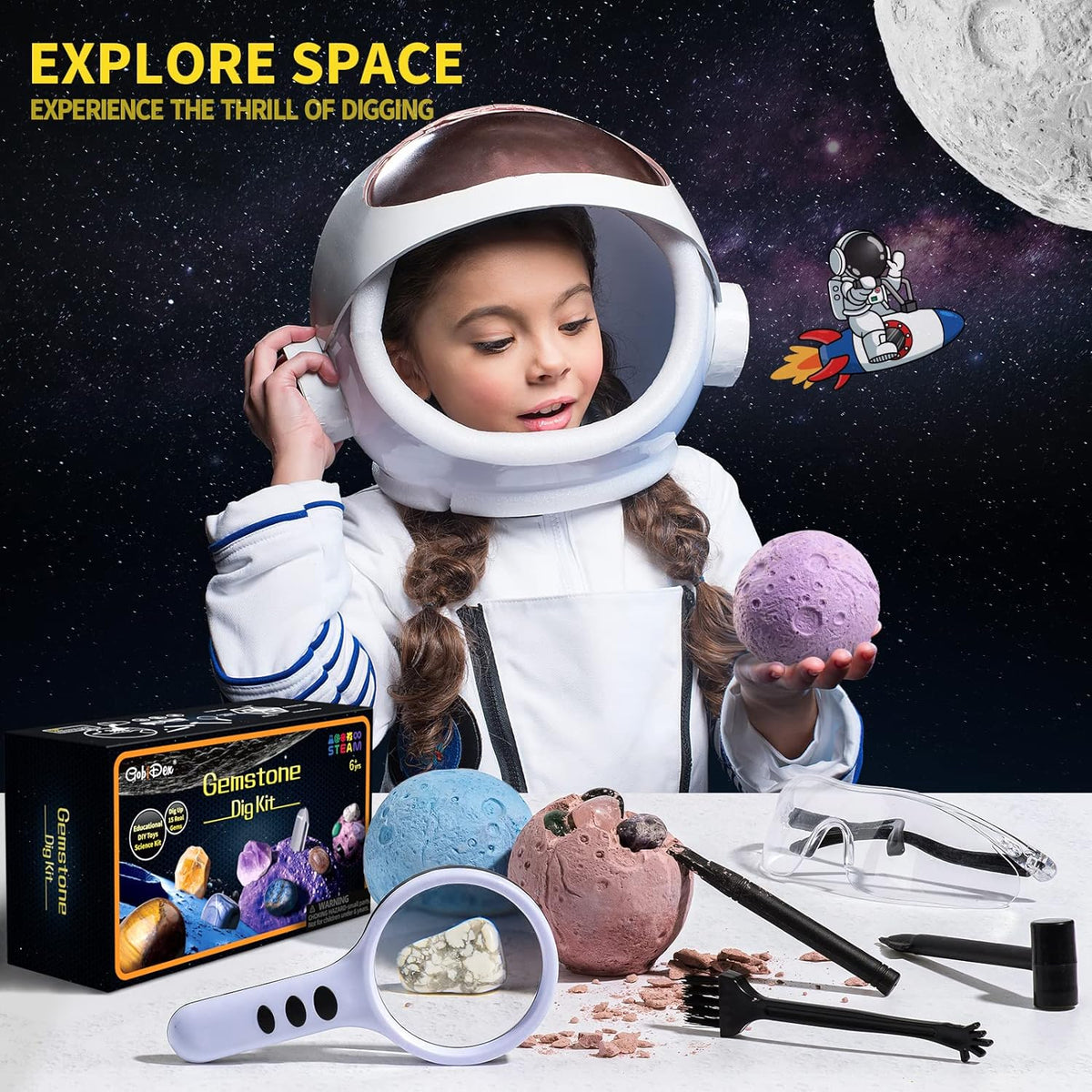 GobiDex 15 Gemstones Dig Kit, Space Science Kit for Kids Ages 6+ – Fun for Kids & Family - image 2