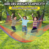Climbing Net for Kids - 9.9FT x 9.9FT Double Layers Heavy Duty Playground Safety Net, Climbing - Rainbow / 6.6' x 9.9' - image 3