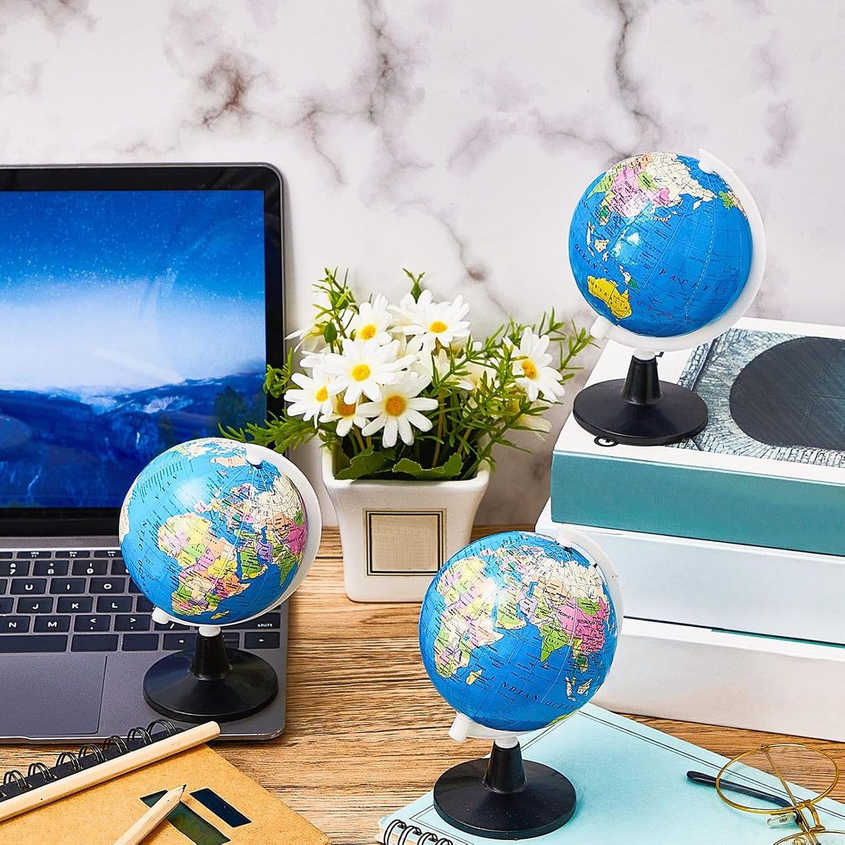 Henoyso mini world globes for kids on plastic stands, 12 pack - view 7