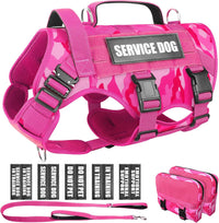 WINSEE Tactical Dog Harness with Dog Leash - X-Large / Camo Pink
