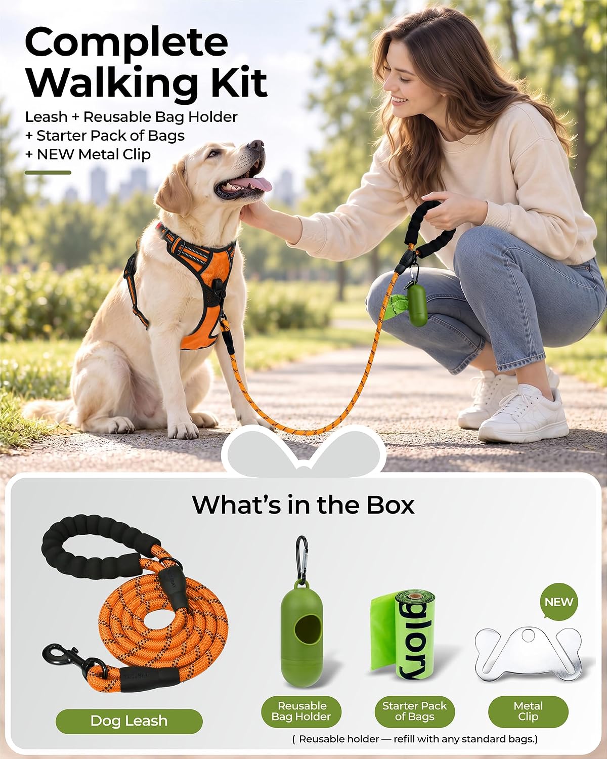 Taglory Rope Dog Leash for Medium Large Dogs - 1/2" x 5 FT (20~120 lbs.) / Orange - image 2