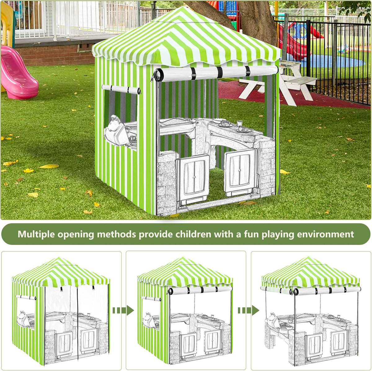 Hadisi black 600D waterproof outdoor kids playhouse cover with zippered front door - view 26