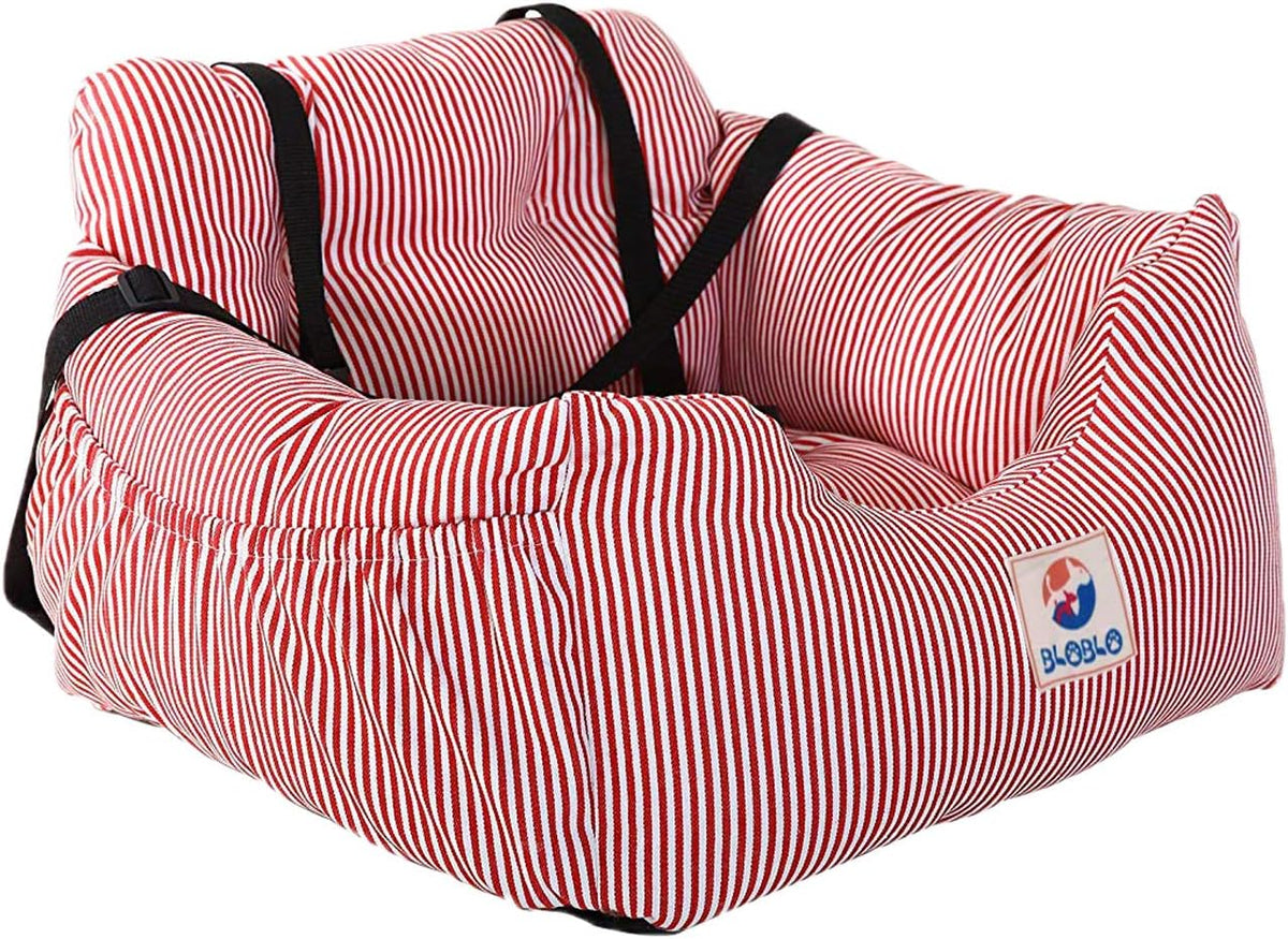 BLOBLO Dog Car Seat Pet Booster Seat Pet Travel Safety Dog Bed - Red Stripe - image 2