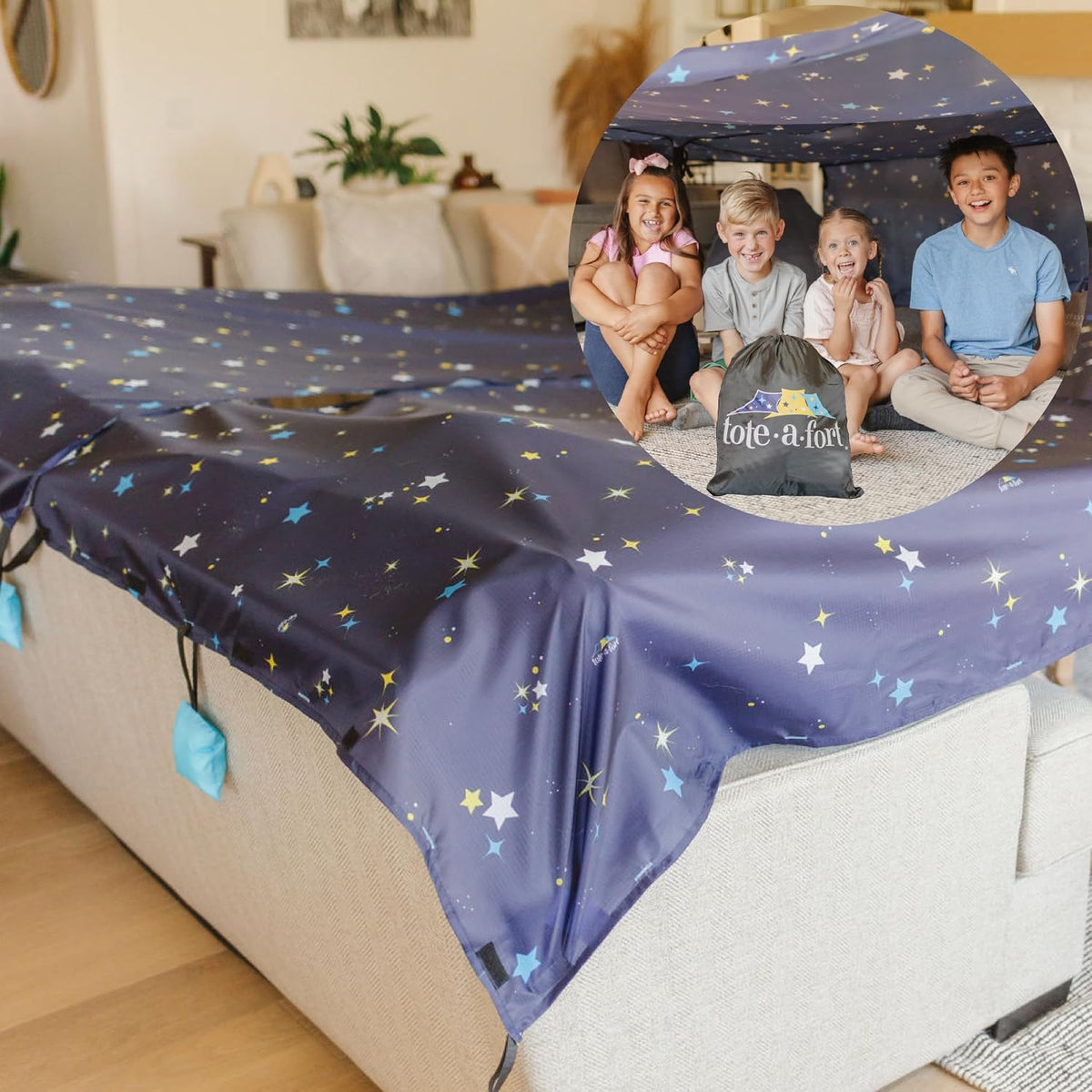 TOTEAFORT Original Blanket Fort Building Kit for Kids – Fun for Kids & Family - Starry