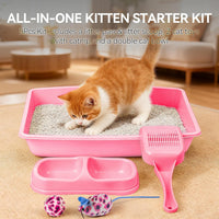 PAWISE Cat Litter Box Set, Small Kitten Starter Kit - Pink - image 2