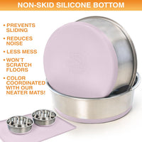 Neater Pet Brands Stainless Steel Dog Bowls with Non-Slip Rubber - 6 Cup (Set of 2) / Light Pink - image 4