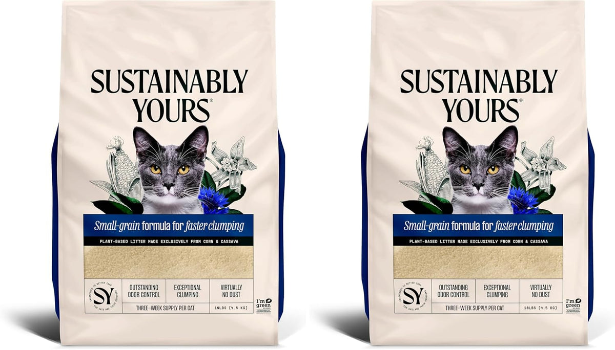 Sustainably Yours Natural Cat Litter, Small-Grain Formula - 10 lb (Pack of 2) / Small grains