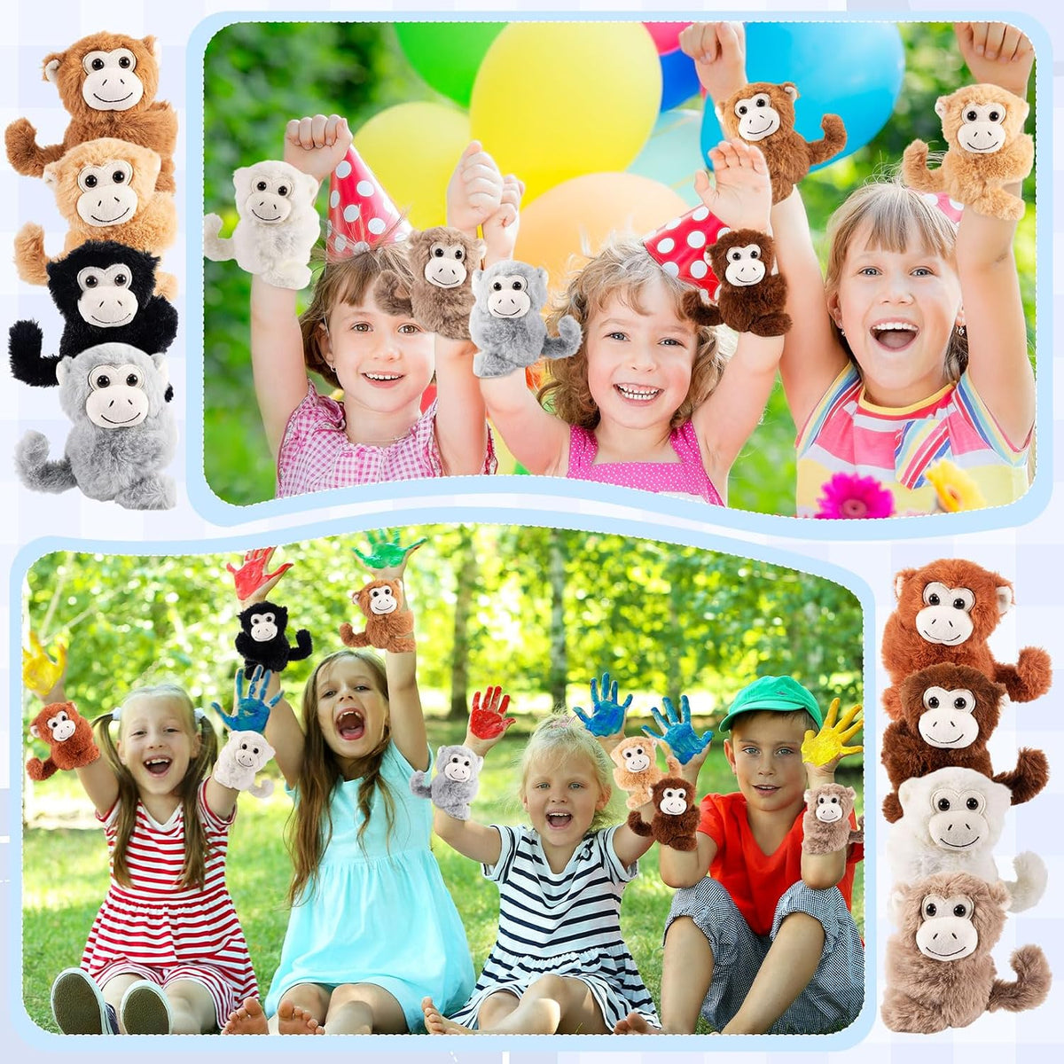 Liliful 8 Pack Kids Plush Gifts Stuffed Animal Slap Bracelets - Monkeys - image 4