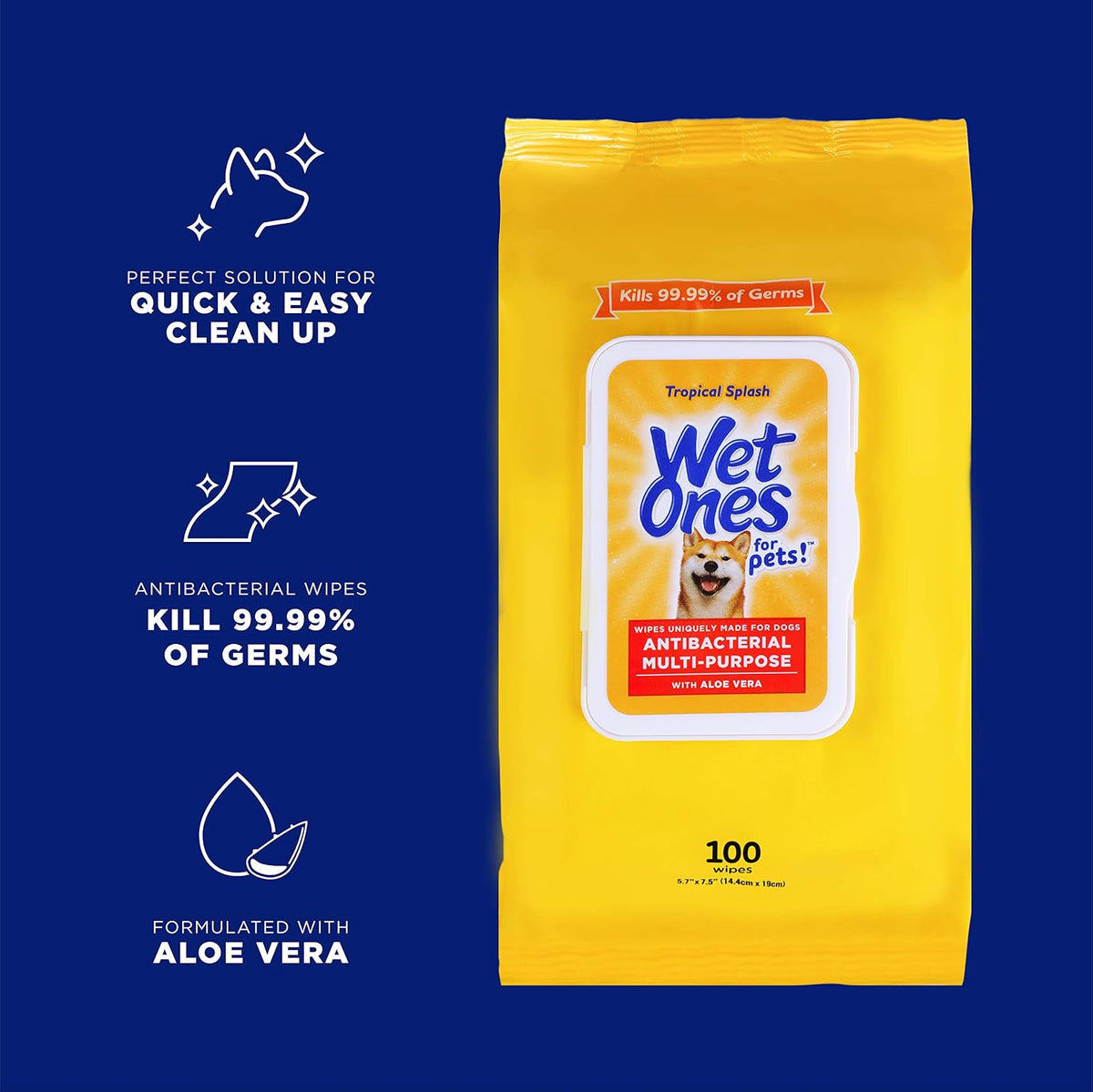 Wet Ones for Pets Antibacterial Dog Wipes - Tropical Splash / 100 Count (Pack of 3) - image 2