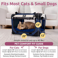 Cat & Dog Pet Carrier, Fits 2 Cats or Medium Dog Comfortably - Navy / Medium - image 2