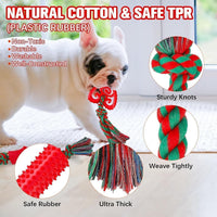 BINGPET 8 Pack Halloween Dog Cotton Rope & Rubber Chew Toys – Essentials for Dogs - Christmas Red - image 4
