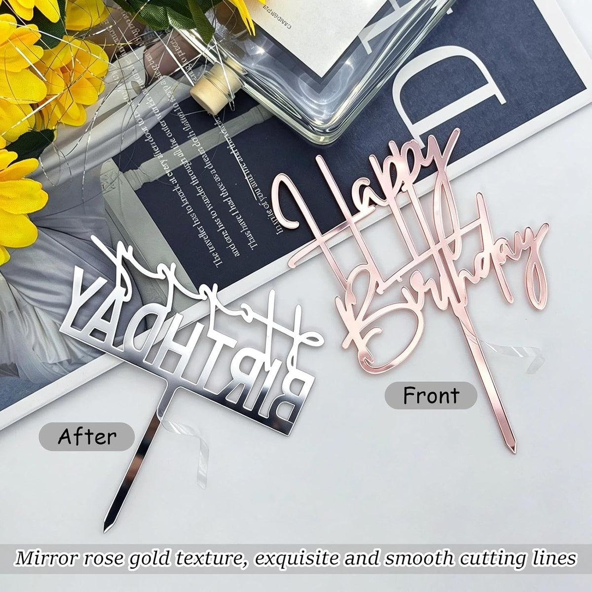 Gold Birthday Cake Topper - Rose Gold - image 4