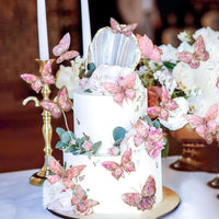 30Pcs 2D Waterproof Swallowtail Butterfly Cake Topper Transparent - Not Edible / Colorful Pink - image 3