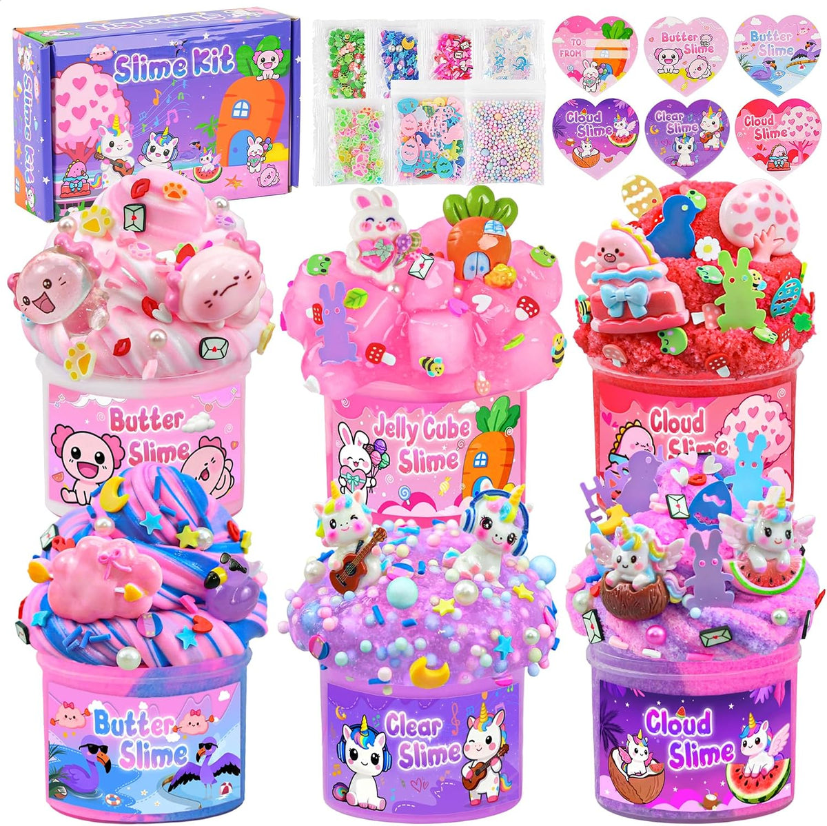 6 Pack Halloween Slime Kit, Cloud Butter Slime for Girls Boys – Fun for Kids & Family - Pink Dreamy Unicorn