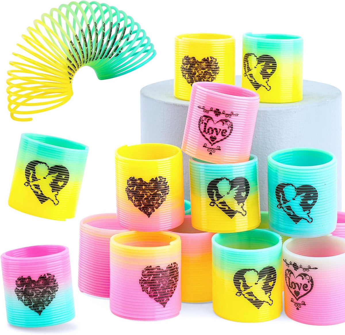CLEVERZONE 36 Packs Spring Rainbow Magic Fidget Stress Coil Mini - Love - image 4