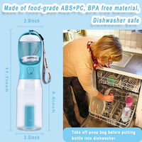 Dog Water Bottle with Food Container & Poop Bag Holder & Filter – Essentials for Dogs - #07 Dark Green / 20oz - image 2