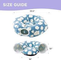 Lesure Cat Tunnel Bed for Indoor Cats - Cute Cat Donut Tunnel Toys for Small Large Cats with Washable Circle Cushion, Round Pet Peekaboo Cave Toy for Kitten/Puppy/Rabbit, Standard Blue
